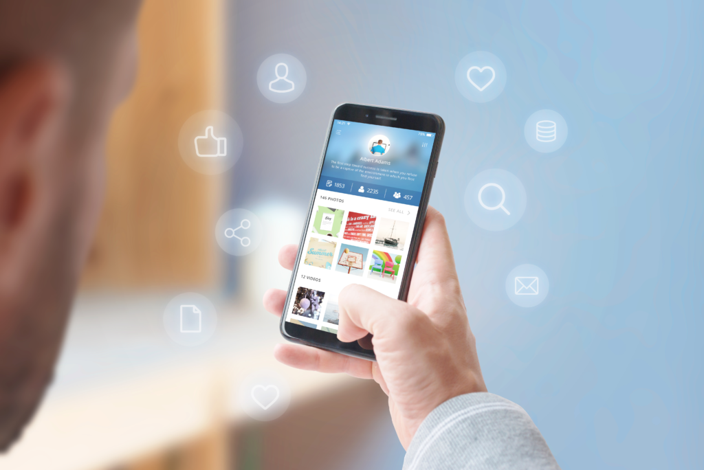 social media advertising stock photo